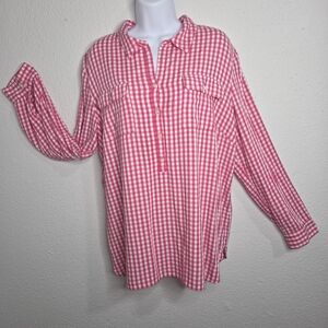Talbots Pink and White Gingham Shirt